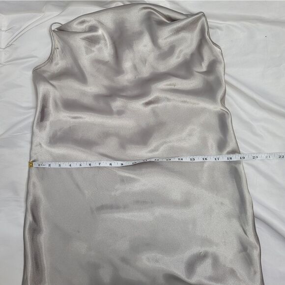 BEBE bias slip dress cowl neck spaghetti strap satin taupe midi M - Picture 12 of 14